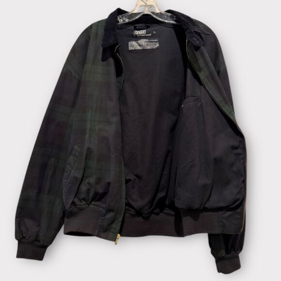 Vintage Polo Ralph Lauren Oil Cloth Waxed Harrington Jacket Black Watch Plaid L - Picture 3 of 6